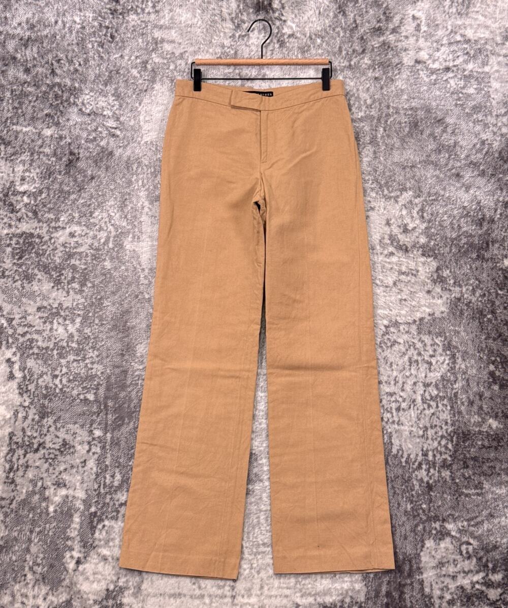Vintage Ralph Lauren Black Label Pants 6 Womens Cotton Linen Relaxed Trouser
